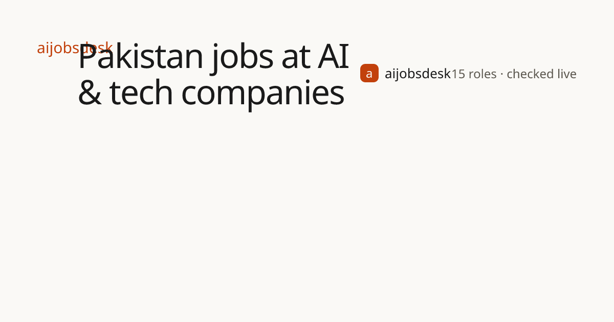 Pakistan AI & tech jobs | aijobsdesk